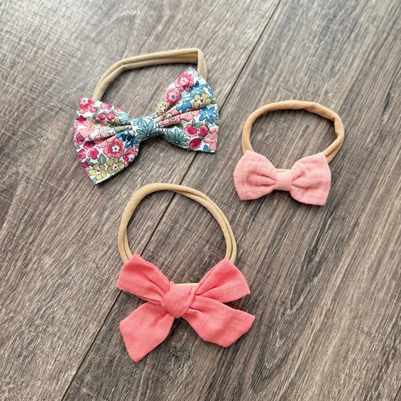 Floral and Pink Bow Headband Set for Kids - Picture 1 of 1